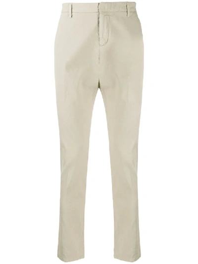 Dondup Sabbia Beige Cotton Blend Gaubert Straight-leg Trousers In Neutrals
