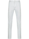 Dondup Ivory White Cotton Blend Gaubert Slim-fit Trousers In Grey