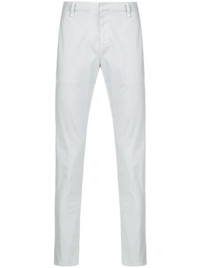 Dondup Ivory White Cotton Blend Gaubert Slim-fit Trousers In Grey