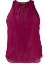 Dsquared2 Burgundy Silk Chiffon Catrine Top In Purple