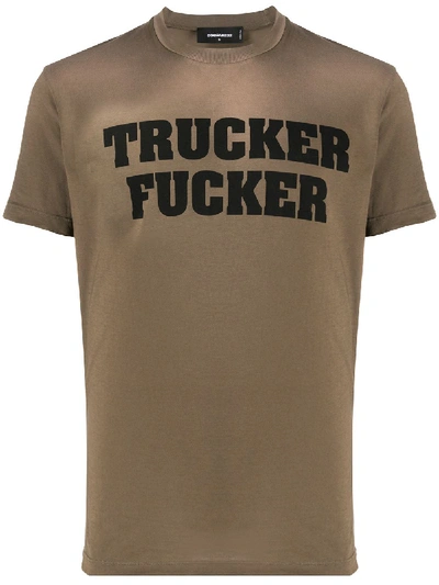 Dsquared2 Kaki Green Trucker Fucker Man T-shirt