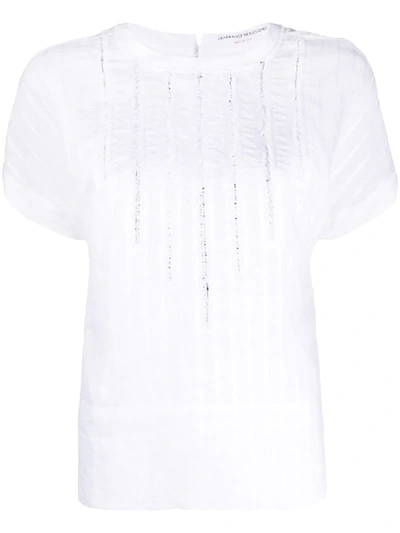 Ermanno Scervino Linen T-shirt With Silver Inserts In White
