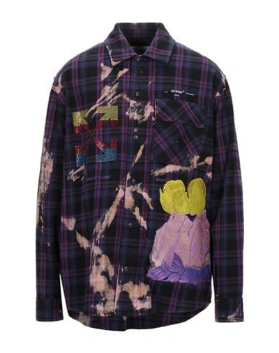 Off-white Checked Overshirt In Purple