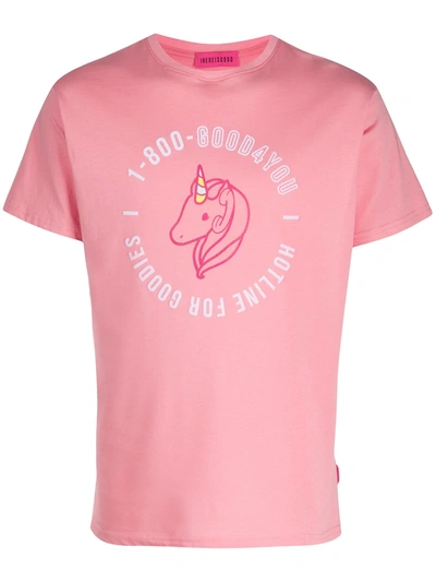 Ireneisgood Hotline Printed Cotton T-shirt In Salmon Pink