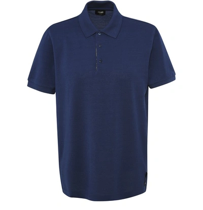 Fendi Cotton Piqué Polo Shirt In Blue