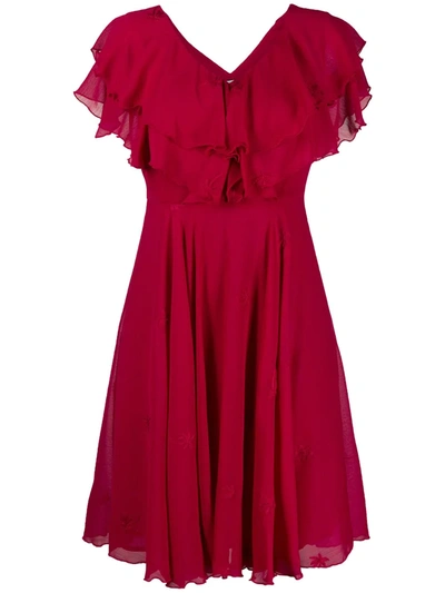 Liu •jo Ruffled-detail Mini Dress In Red