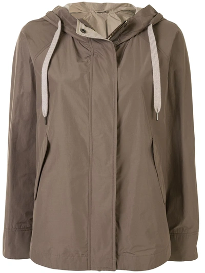 Brunello Cucinelli Long-sleeve Hooded Jacket In Brown