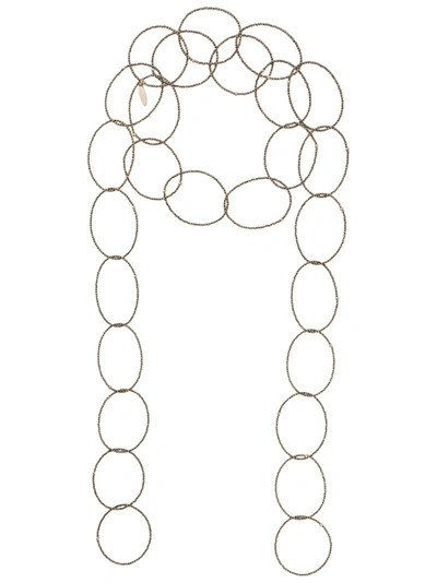 Brunello Cucinelli Bead Hoop Scarf Necklace In Metallic