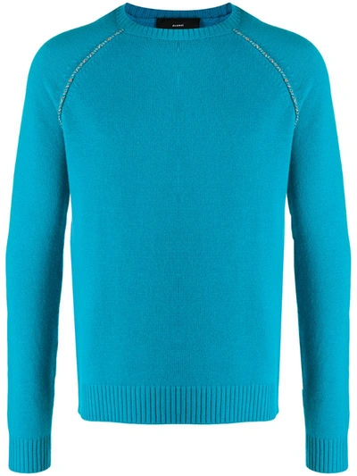 Alanui Embroidered Elbow Patch Cashmere Sweater In 5788 Aquamarine Green Multicolor