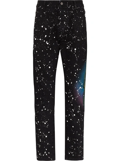 Palm Angels Cactus Paint Splatter-print Jeans In Black ModeSens