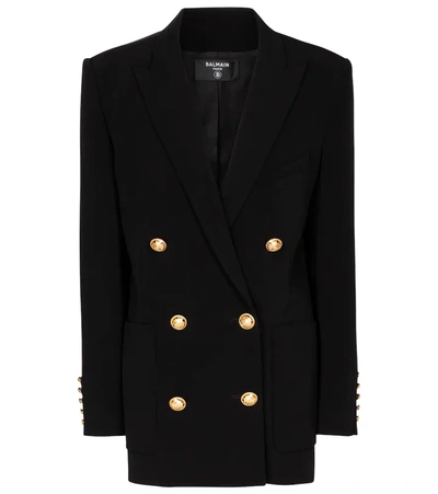 Balmain Embossed-buttons Double-breasted Blazer In Black