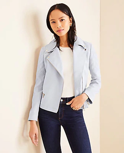 Ann Taylor Petite Textured Moto Jacket In Soft Dove