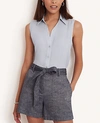 Ann Taylor Petite Sleeveless Essential Shirt In Silver Mist