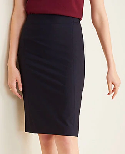 Ann Taylor The Petite Pencil Skirt In Tropical Wool In True Navy
