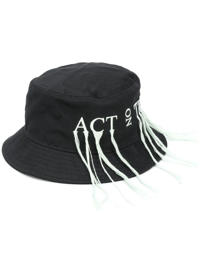 Acne Studios Act On Truth Embroidered Bucket Hat In Black