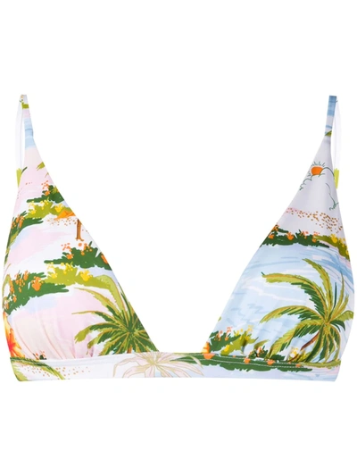 Mc2 Saint Barth Tropical Print Bikini Top In Pink
