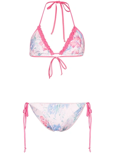 Loveshackfancy Harbour Floral-print Bikini Set In Pink