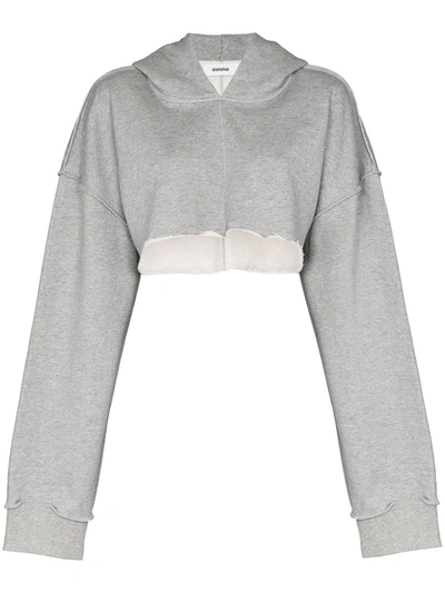 Danielle Guizio Inside Out Cropped Cotton Hoodie In Grey