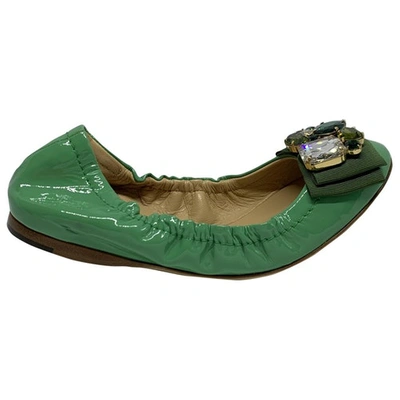 Pre-owned Dolce & Gabbana Patent Leather Ballet Flats In Green