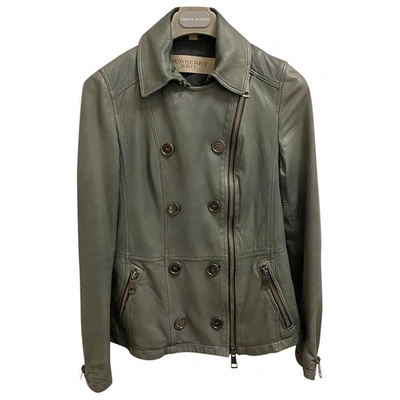 Pre-owned Burberry Grey Leather Leather Jacket