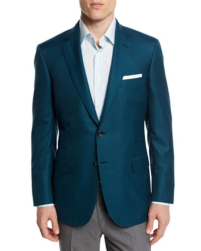 Brioni Houndstooth Wool-blend Sport Coat, Green