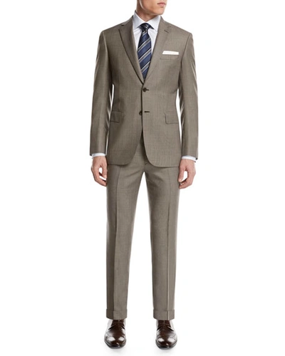 Brioni Micro-check Wool Two-piece Suit, Tan