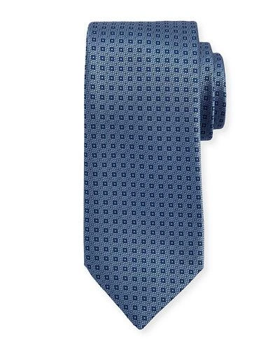 Brioni Textured Square-print Silk Tie In Light Blue