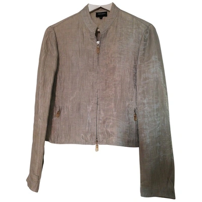 Pre-owned Giorgio Armani Linen Short Vest In Grey