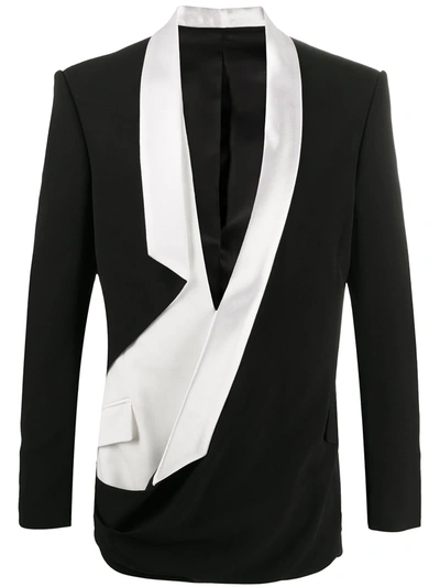 Balmain Draped Tailored Blazer In Black