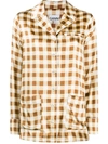 Ganni Printed Stretch-silk Pajama Shirt In Neutrals