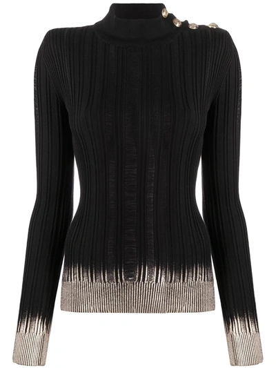 Balmain Buttoned Knit Jumper In Black