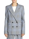 Roland Mouret Double-breasted Open-back Checked Wool And Mohair-blend Blazer In Black