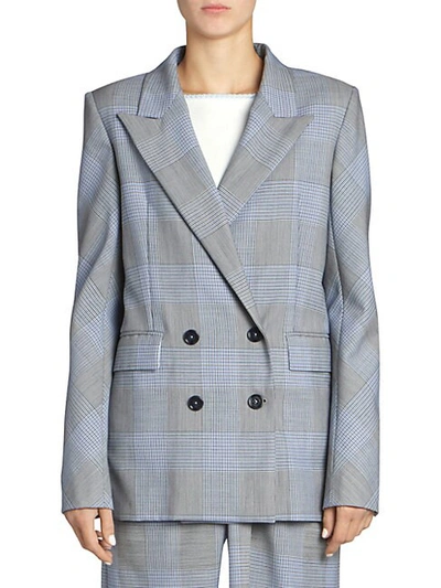 Roland Mouret Double-breasted Open-back Checked Wool And Mohair-blend Blazer In Black