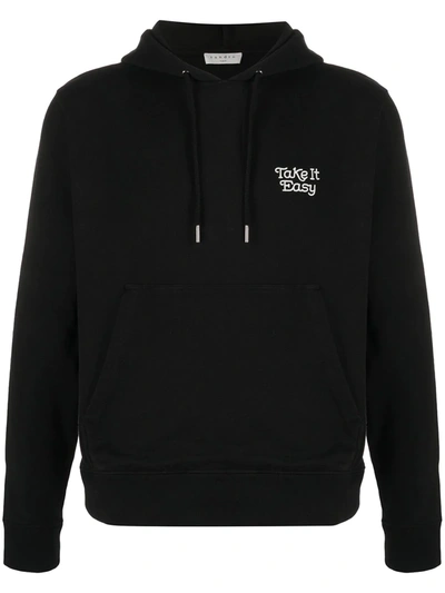 Sandro Hoodie Easy Embroidered Hoodie In Black