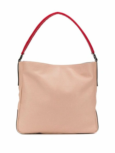 Hogan Perforated Leather Hobo Bag In Pink