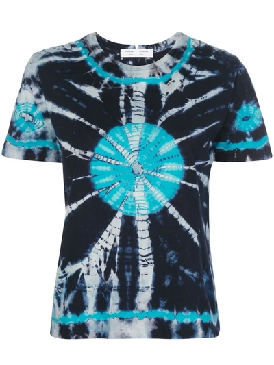 Proenza Schouler White Label Classic Tie-dye Crewneck Shirt In Blue Pattern