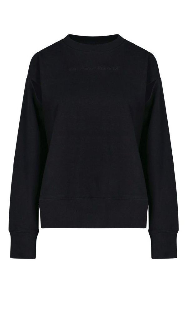 Mm6 Maison Margiela Logo Embroidered Sweatshirt In Black | ModeSens