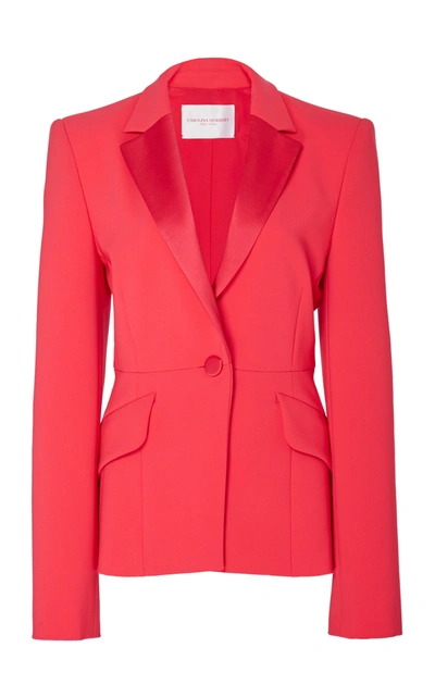 Carolina Herrera Satin-trimmed Wool-blend Tuxedo Blazer In Red
