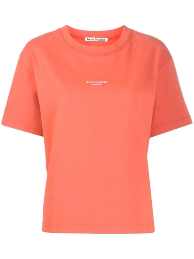 Acnestudios Boxy Contrasting Logo T-shirt In Orange