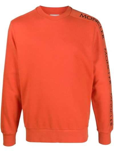 Moncler Logo Stripe Sweatshirt In Orange