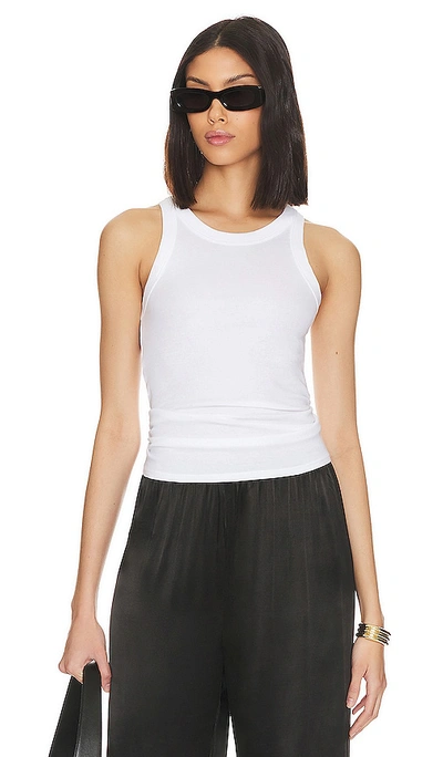 Enza Costa Luxe Rib Bold Sheath Tank In White