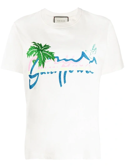 Gucci Hawaii-print Cotton-jersey T-shirt In White