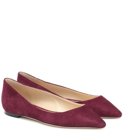 Jimmy Choo Romy Suede Ballet Flats In Red