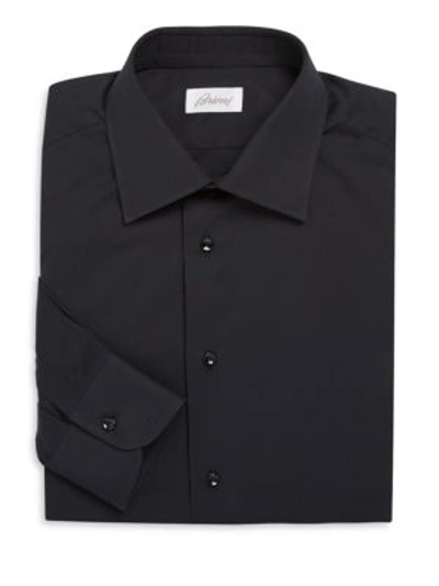Brioni Regular-fit Textured Dress Shirt In Black