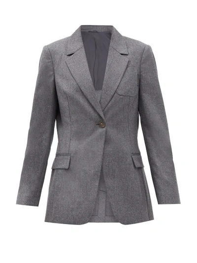 Brunello Cucinelli Single-breasted Wool-flannel Jacket In Grey