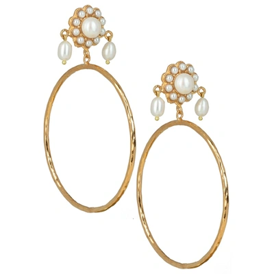 Christie Nicolaides Rosita Hoops Pearl In Gold