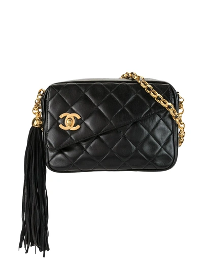 Pre-owned Chanel 1992 Quilted Cc Shoulder Bag In Black