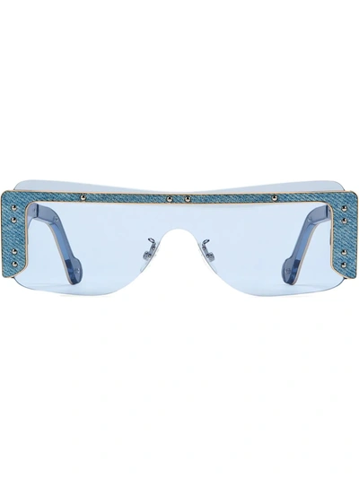 Fenty Guarded Denim Mask Sunglasses In Blue