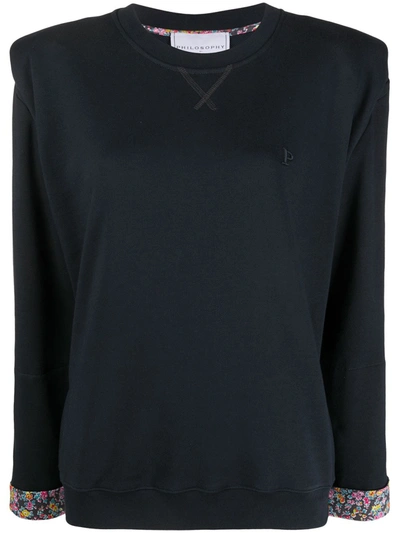 Philosophy Di Lorenzo Serafini Shoulder Pad Cotton Sweatshirt In Black