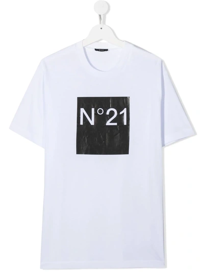 N°21 Teen Slogan Print T-shirt In White